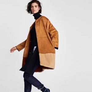 3 FOR $75 NWOT ZARA FAUX SUEDE SHEARLING TRIM COAT
